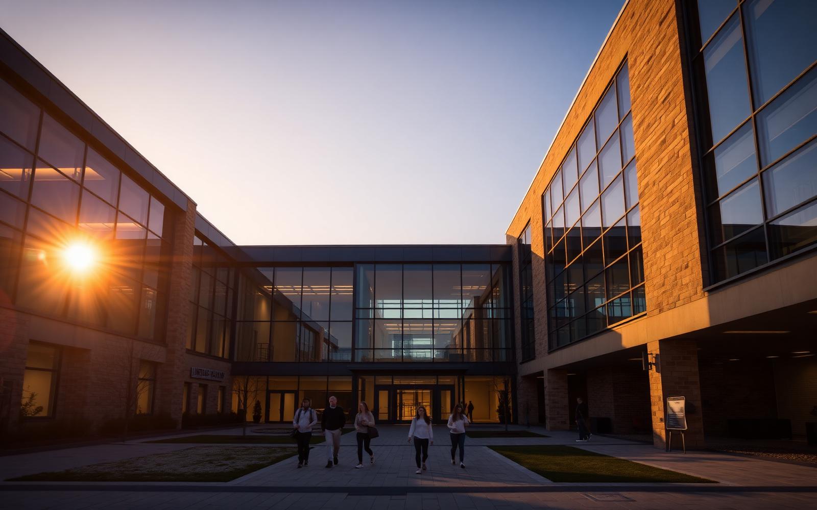 Northgate Academy campus courtyard at golden hour